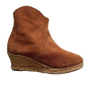 Anthropologie Maypol Mamba Boots Suede Terracotta Rafia‎ Wedge Women Size EUR 40